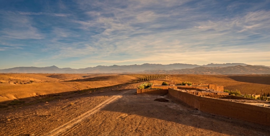 Tigmi, view toward the High Atlas, Al Haouz. Site of the Toile Blanche institution.